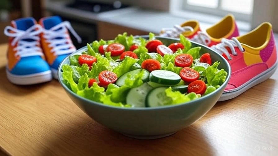 Image Suggestion: Vibrant salad bowl drizzled with ACV dressing, paired with a light workout prop (yoga mat or sneakers).